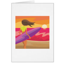 Sunset surfer greeting cards