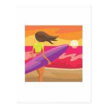 Sunset surfer post cards