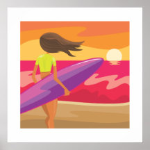 Sunset surfer print