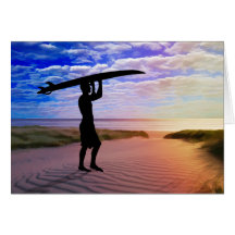 Sunset Surfer Sand & Clouds Cards