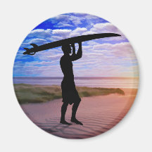 Sunset Surfer Sand & Clouds Magnets
