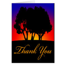 SUNSET TREES THANK YOU GREETING CARD