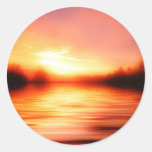 Sunset with Pinks, Reds and Oranges over Water Round Sticker