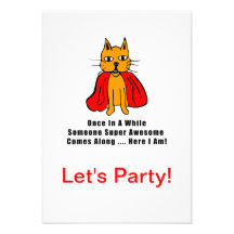 Super Awesome Orange Cat with Red Cape Custom Announcements