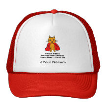 Super Awesome Orange Cat with Red Cape Mesh Hat