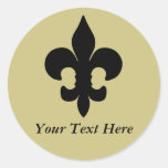 Super Black Fleur de lis Round Sticker