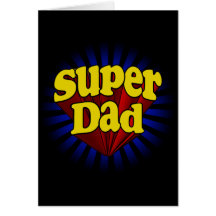 Super Dad, Superhero Red/Yellow/Blue Greeting Card