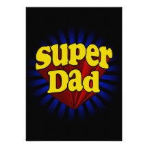 Super Dad, Superhero Red/Yellow/Blue Personalized Invitations