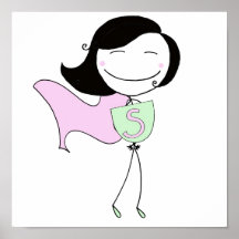 Super Girl Black Hair Print
