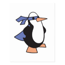 super hero penguin post card