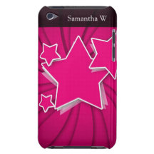 Super Hot Pink Stars and Swirl Background iPod Touch Cover