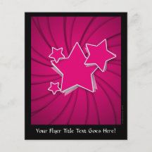 Super Hot Pink Stars and Swirl Background Custom Flyer