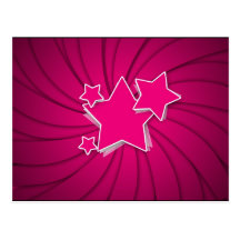Super Hot Pink Stars and Swirl Background Post Card