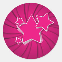 Super Hot Pink Stars and Swirl Background Stickers