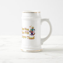 Super Mum, Wife, Tired. Design for Busy Mothers. Coffee Mugs