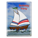 Super Sailboat on the High Sea Birthday Invitation cards