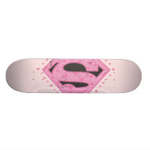 Supergirl Distressed Logo Black and Pink Skate Boards
