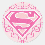 Supergirl Pink Stripes Stickers