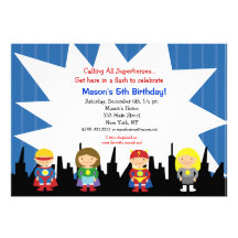 Superhero Birthday Party Invitations
