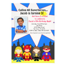 Superhero Birthday Party Photo Invitation
