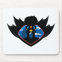Superhero Boy in Winged Shield Mousepads