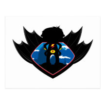 Superhero Boy in Winged Shield Postcard