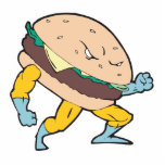 superhero cheeseburger hamburger character photo sculptures