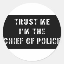 Superhero Chief of Police Round Stickers