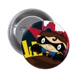 Superhero in City Scene Button Badge