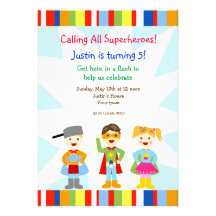 Superhero Super Heroes Birthday Party Invitations