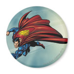 Superman flys with cape magnets