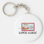supernurse - Humourous Cartoon Nurse on Syringe. Keychains
