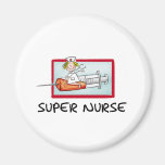 supernurse - Humourous Cartoon Nurse on Syringe. Refrigerator Magnets