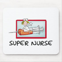 supernurse - Humourous Cartoon Nurse on Syringe. Mouse Mats