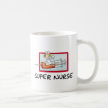 supernurse - Humourous Cartoon Nurse on Syringe. Coffee Mugs