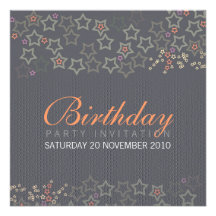 Superstars (Grey) Birthday Invitation