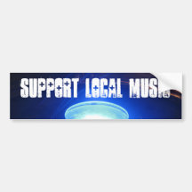 Support Local Music Blue Glow Bumper Sticker