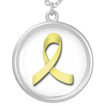 Support Our Troops Yellow Ribbon White Necklace