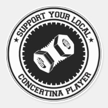 Support Your Local Concertina Player Round Sticker