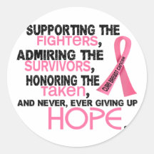 Supporting Admiring Honouring 3.2 Breast Cancer Round Sticker