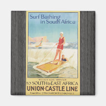 Surf Bathing In South Africa , Vintage Fridge Magnets