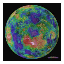 Surface Elevation Map of the Planet Venus Photo Art