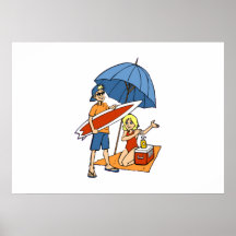 Surfboard at the Beach Posters