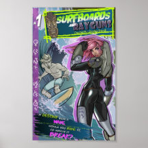 Surfboards & Rayguns cover Poster