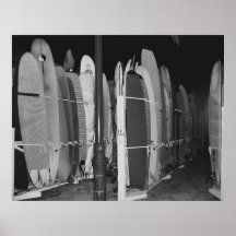 SURFBOARDS SLEEPING FOR THE NIGHT - WAIKIKI POSTER