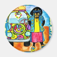 Surfer & Biker Doxies Magnet