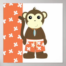 Surfer Monkey Print