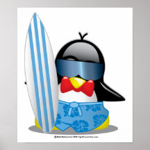 Surfer Penguin Posters