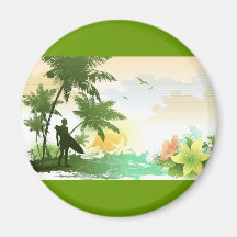 Surfer Theme Refrigerator Magnet