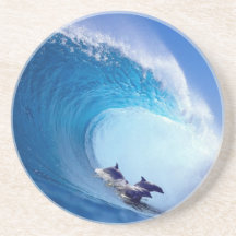 Surfing Dolphins Beverage Coasters
